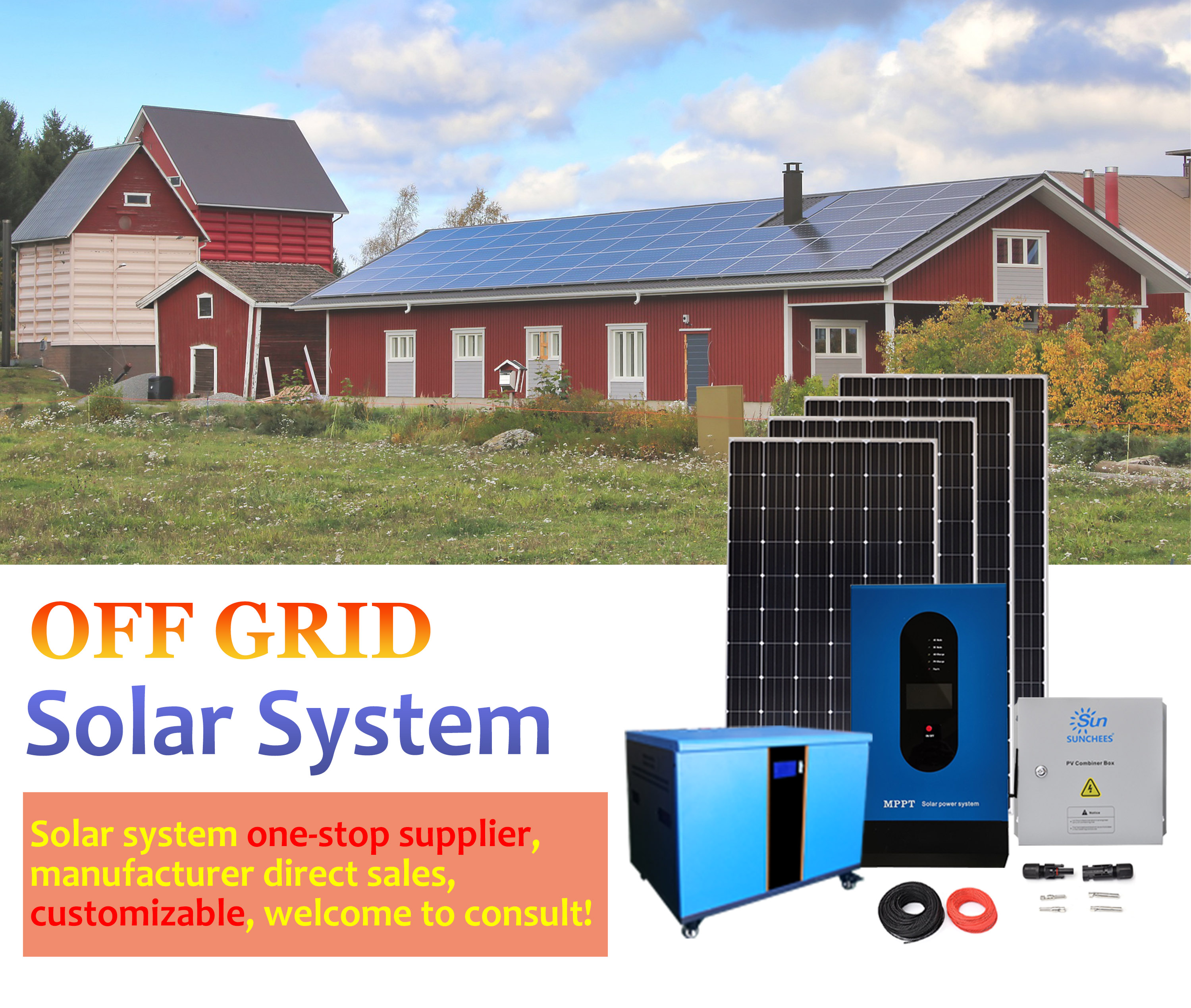 5000 watt solar off grid system for home factory