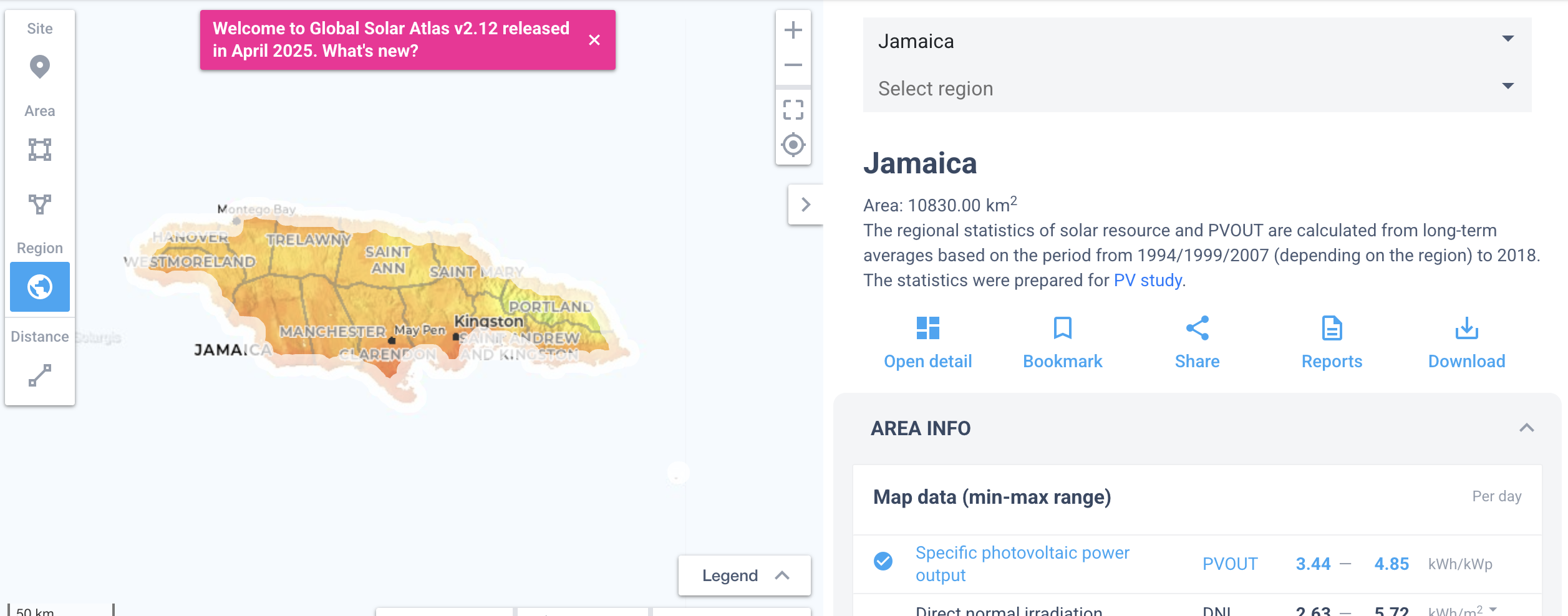 Global Solar Atlas or Solargis Jamaica Map