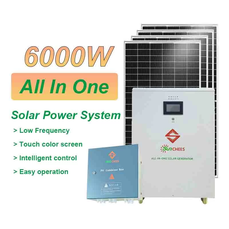 Sunchees 6kW Off-Grid Solar Energy System | All-in-One PV Kit |  Solar Inverter | MPPT Controller | Battery Storage | Solar Plant Solution for Home