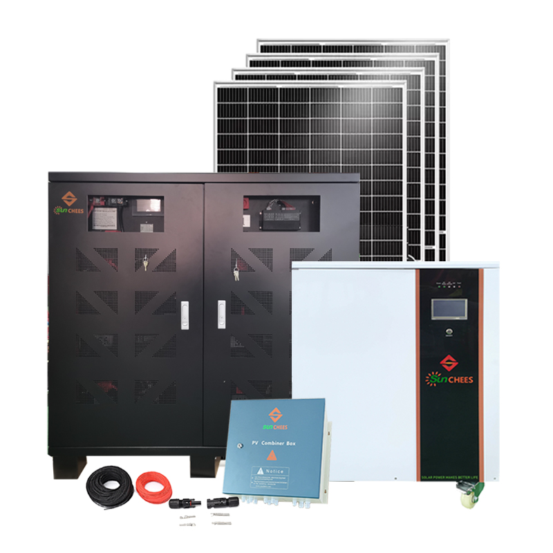 Sistema completo de energia solar de 40 kW para escola e alojamento no telhado.
